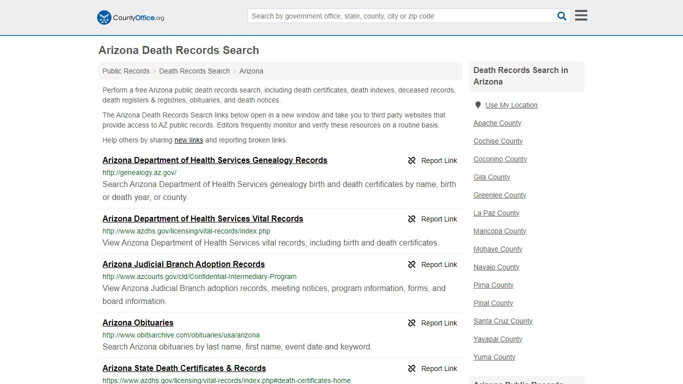 Death Records Search - Arizona (Death Certificates & Indexes)