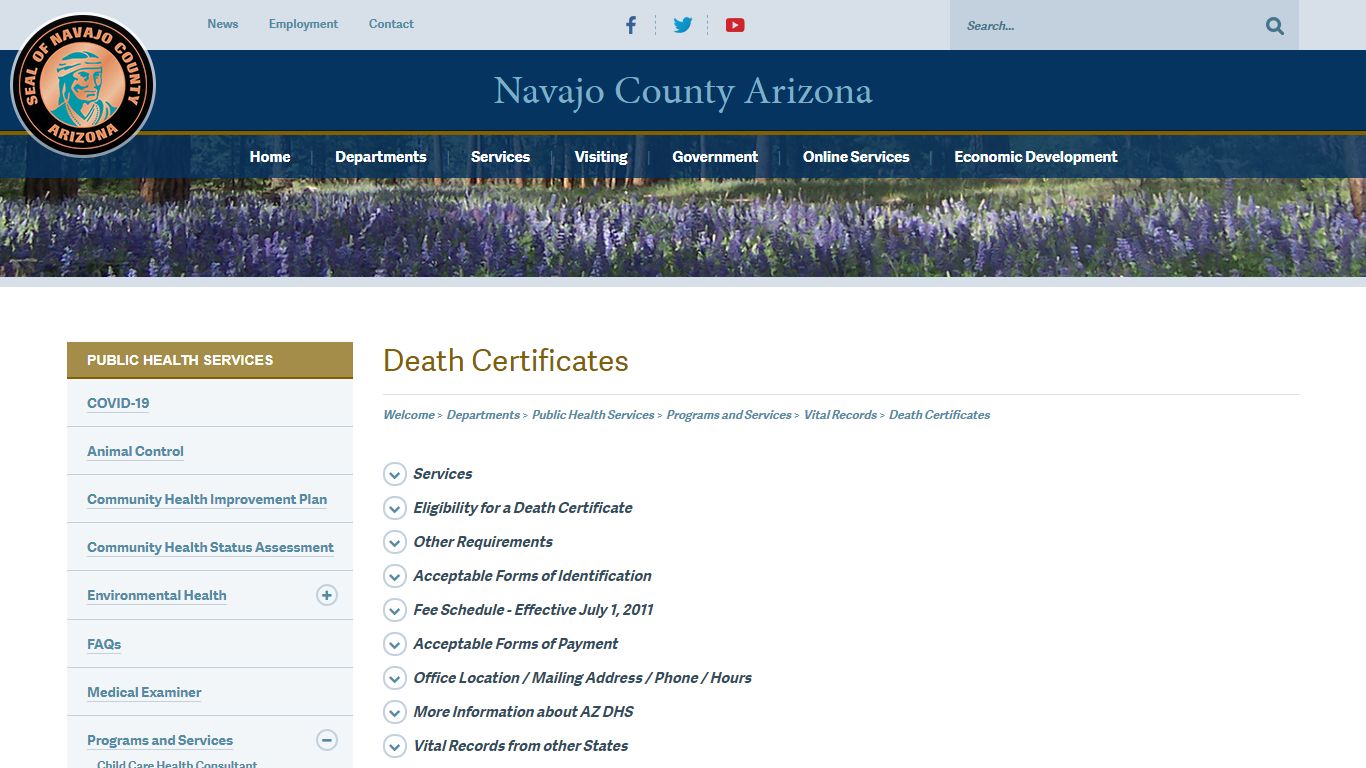 Death Certificates - Navajo County, Arizona
